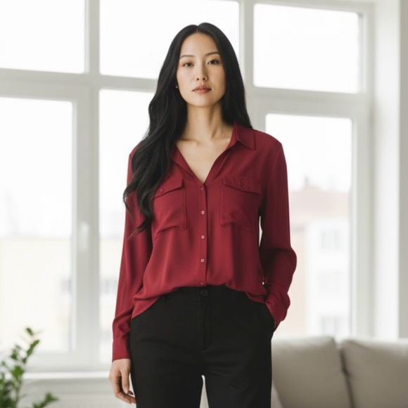 Massimo Dutti Button Up Top V Neck Size S - Picture 1 of 10